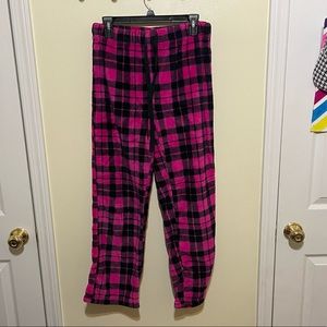 Pink Plaid Plush Pajama Pants